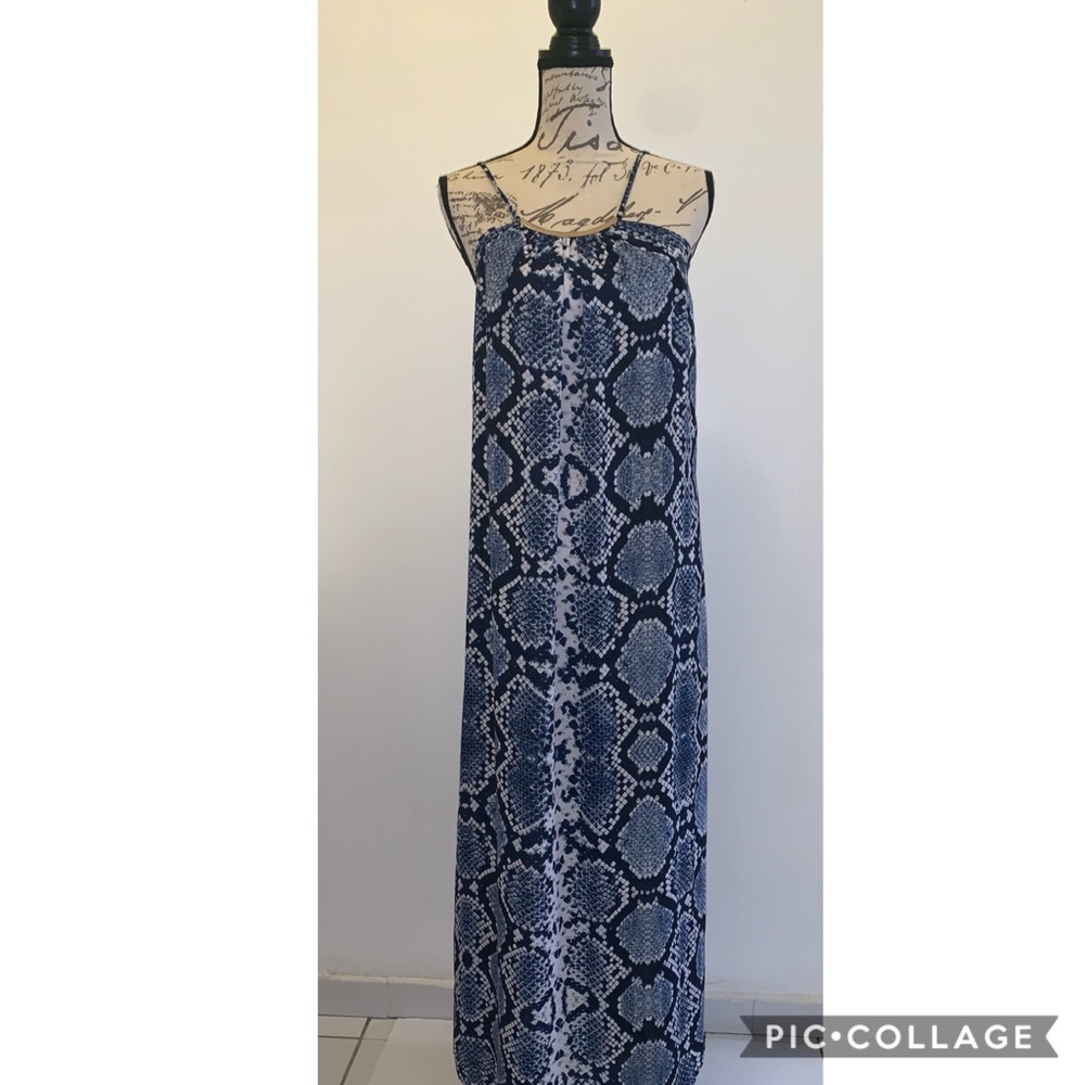 AQUA Blue White Maxi Dress Size XS